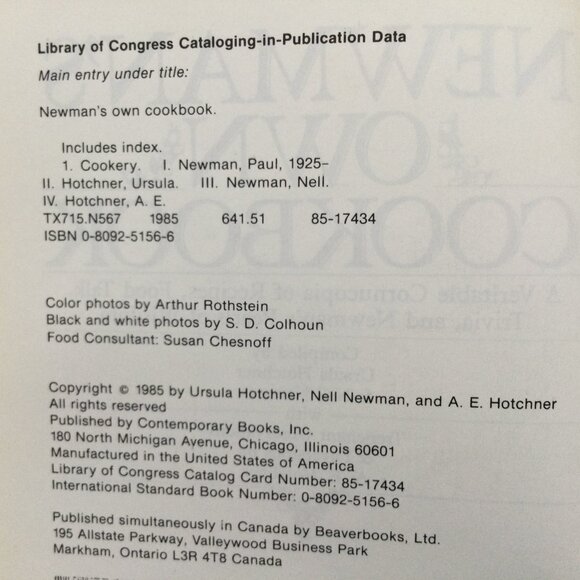 Paul Newman Cookbook Hard Cover - Picture 4 of 13